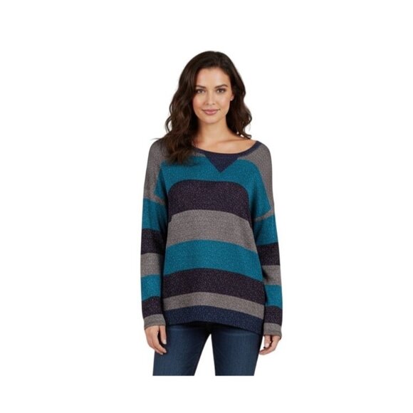 NWT Splendid Shimmery Striped Slouchy Lurex Sweater Knit | Glamoratti Sirencore - Picture 3 of 16